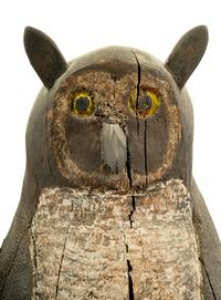 A Carved and Polychrome Decorated Wood Owl