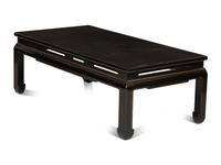 A Chinese Export Ming Style Black and Parcel Gilt Lacquer Low Table