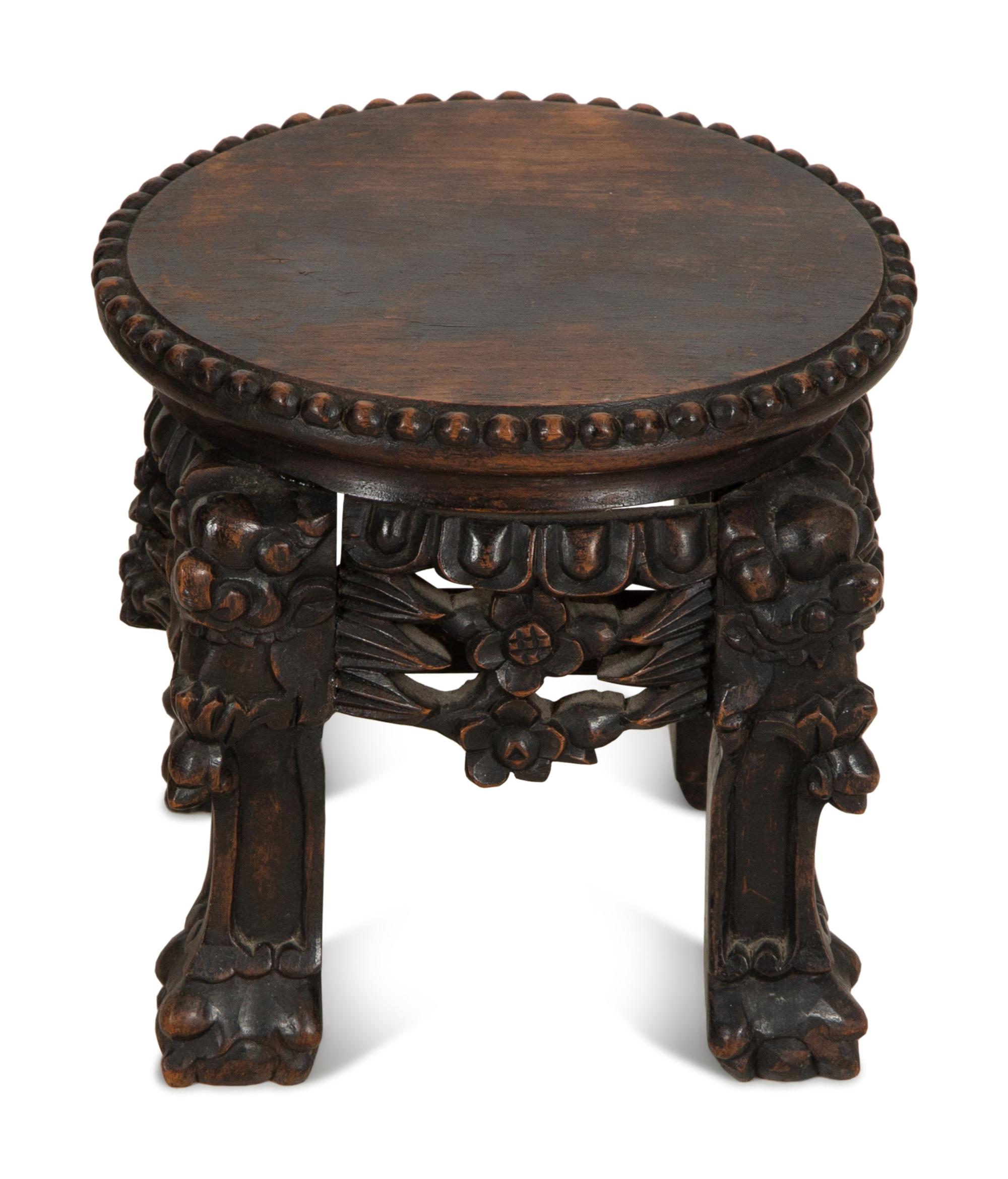 Three Chinese Carved Hardwood Stands — 20th Century