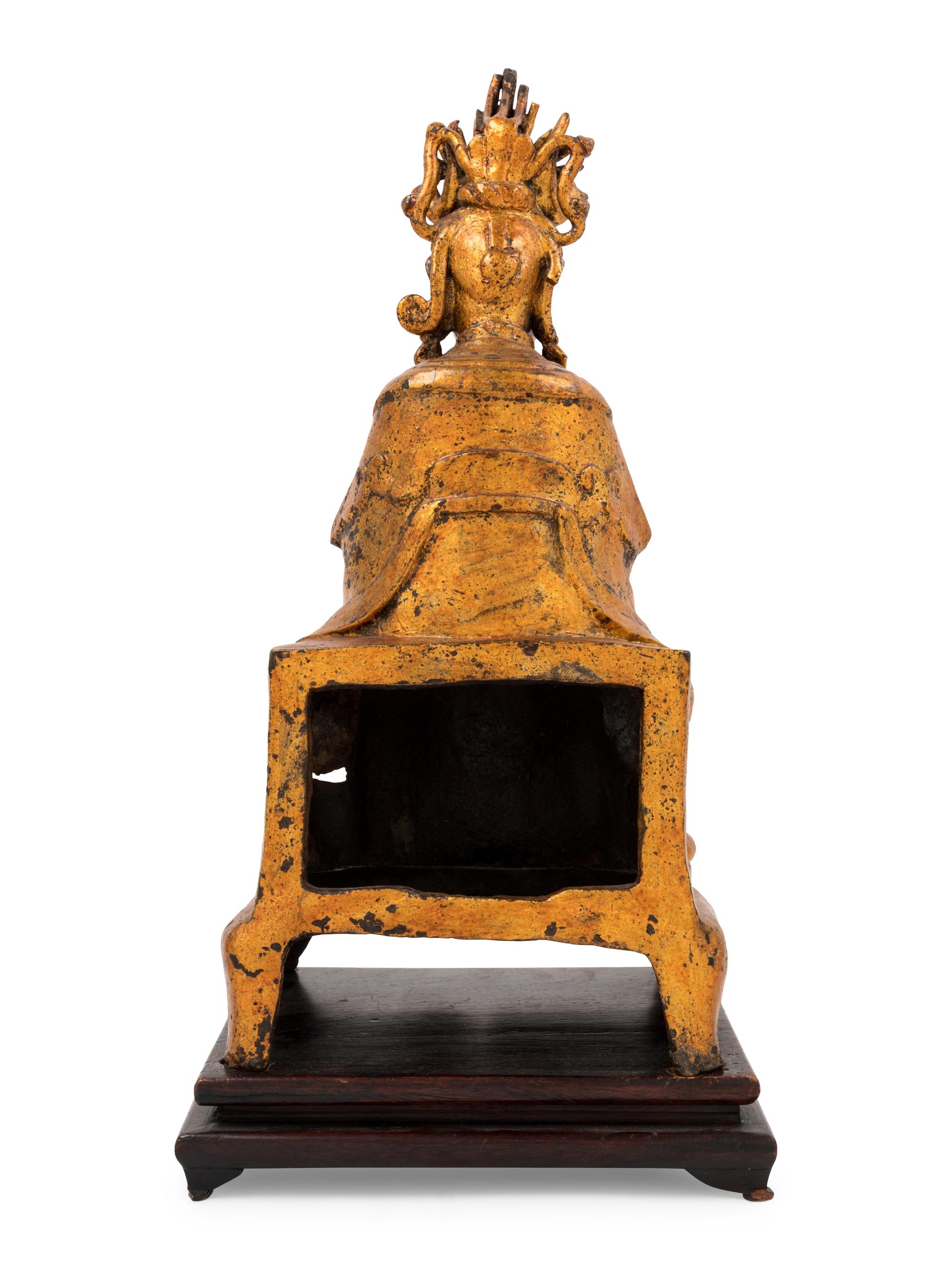 A Gilt Lacquered Bronze Figure of Guanyin