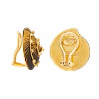 Mish, 'Cabana', Tiger's Eye Quartz, Colored Diamond, and Yellow Gold Earrings