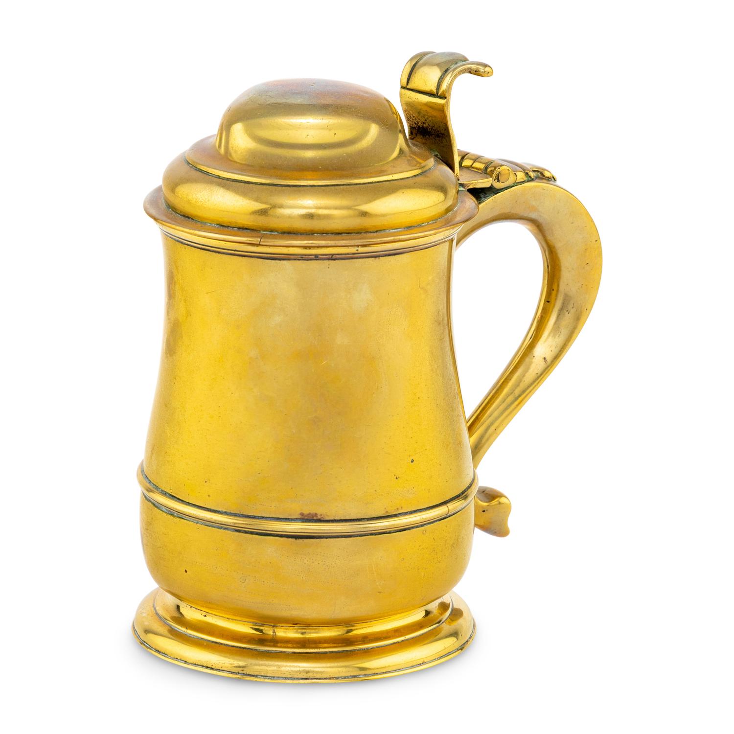 A George II Brass Covered Tankard