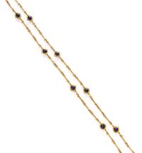 LAPIS LAZULI AND YELLOW GOLD STATION FANCY LINK NECKLACE