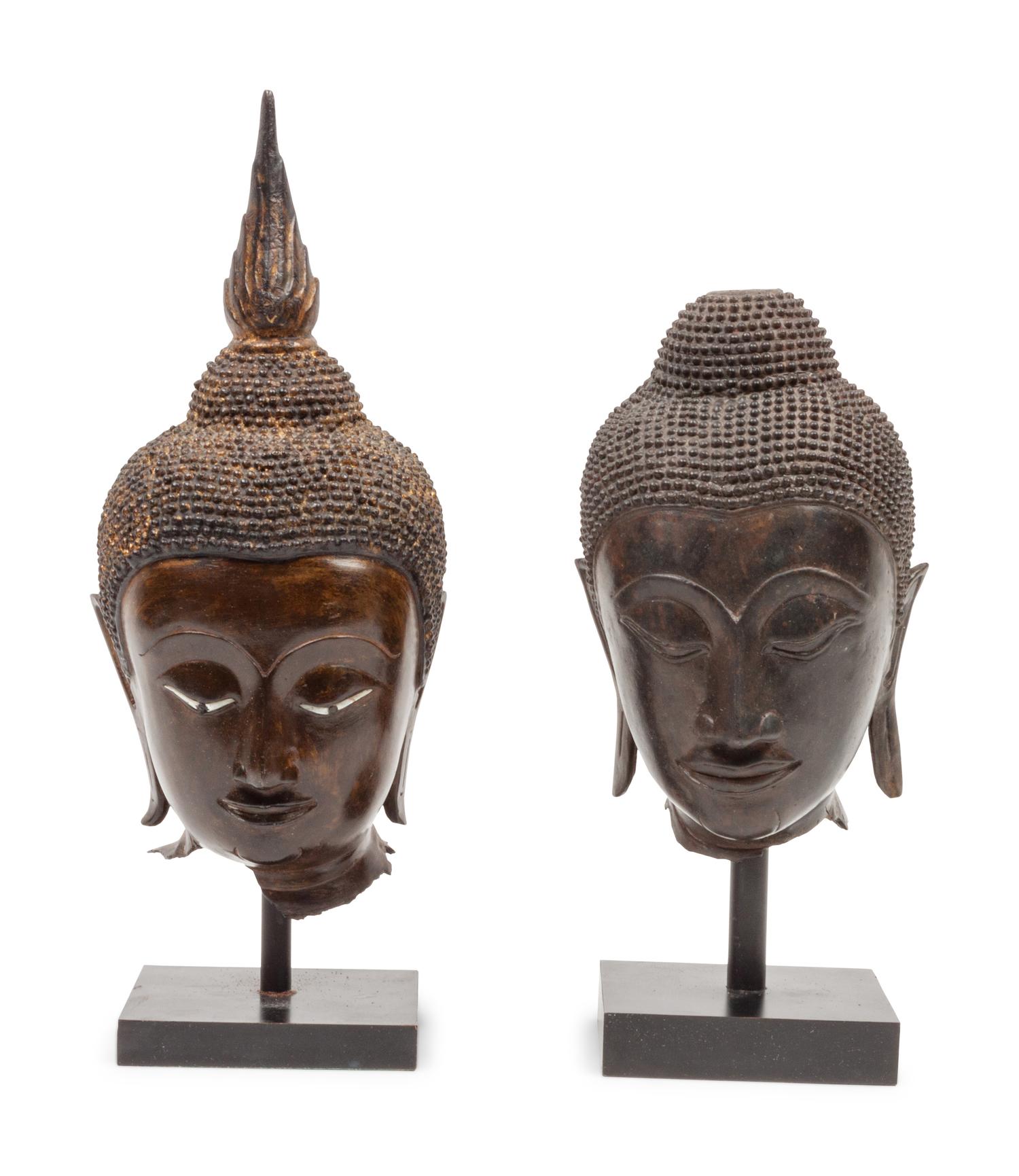 A Group of Two Southeast Asian Bronze Deity Heads