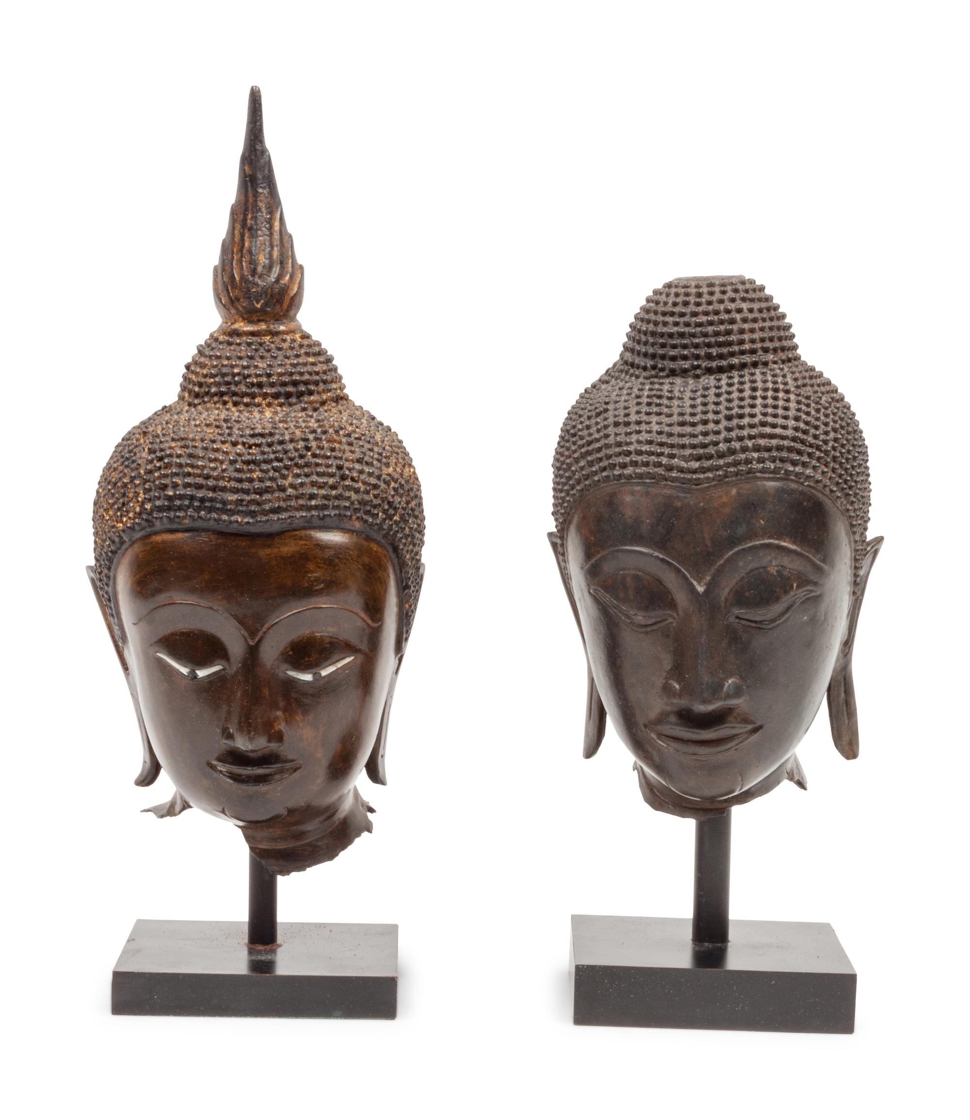 A Group of Two Southeast Asian Bronze Deity Heads