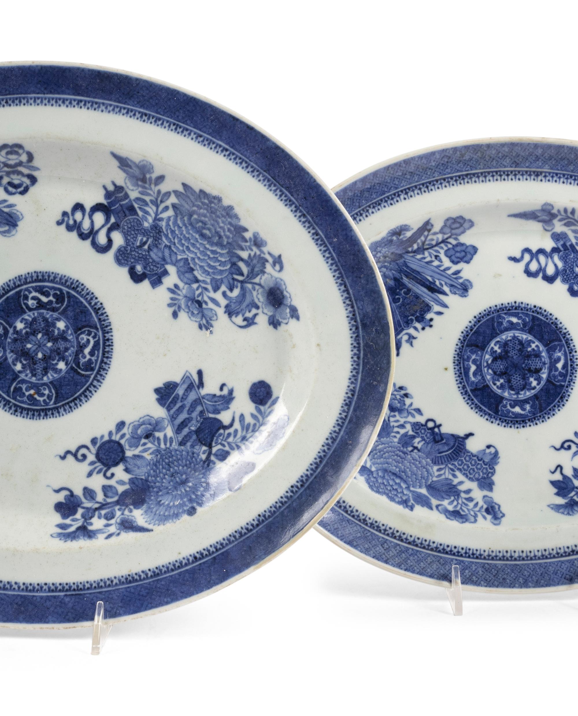 A Large Group of Chinese Export 'Fitzhugh' and Other Blue and White Porcelain Articles
