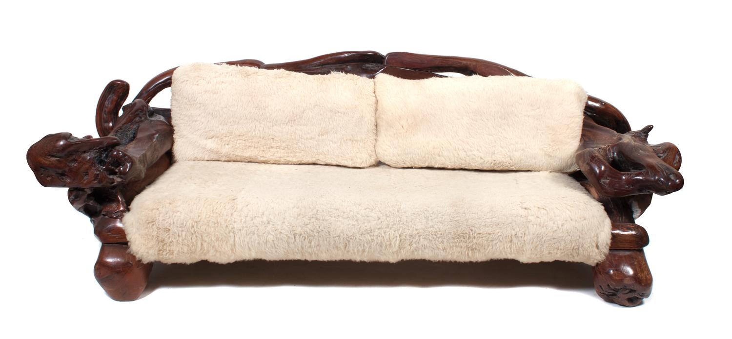 A Driftwood Furniture Suite Height of couch 32 x width 100 x depth 42 inches.