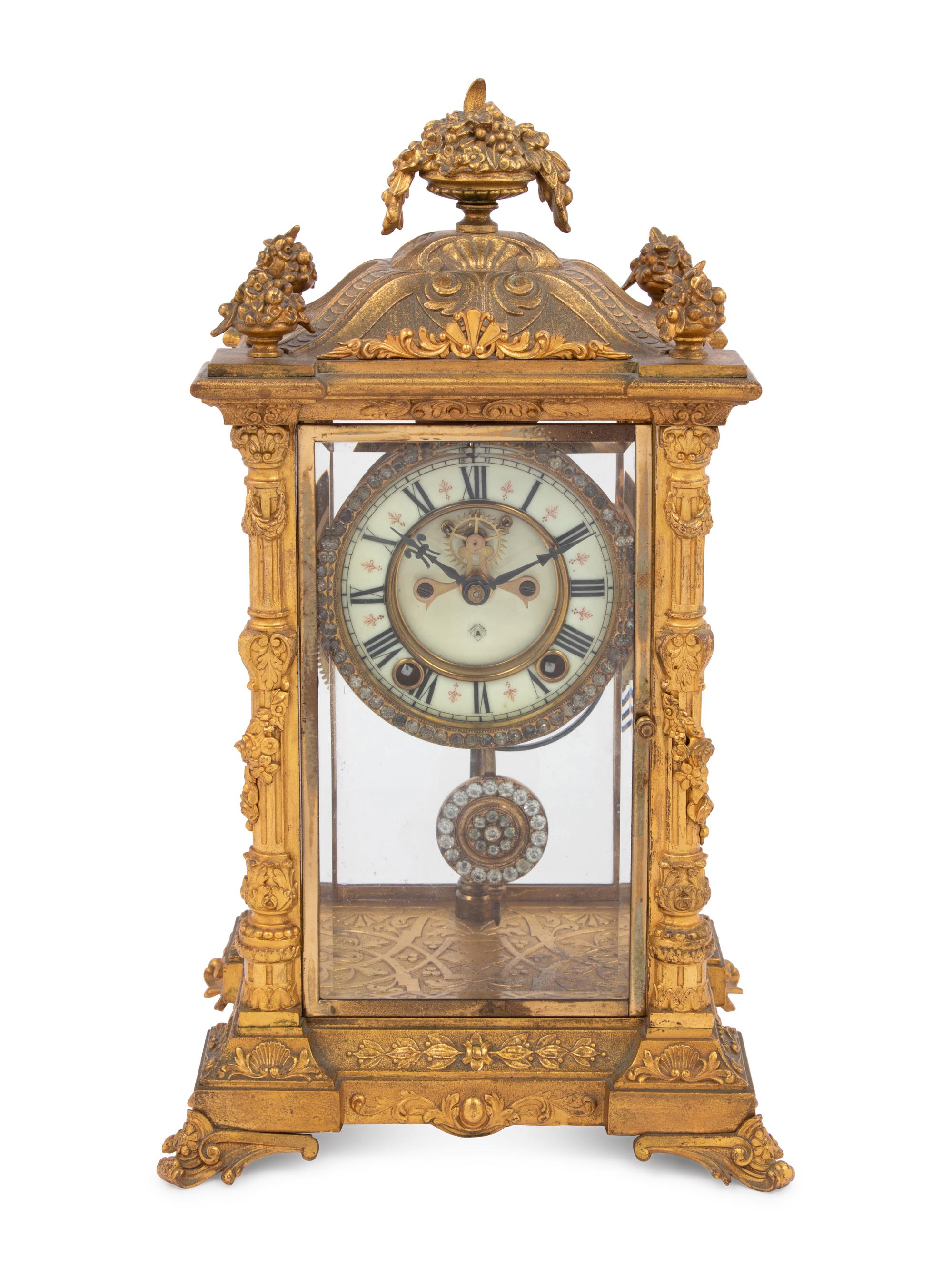 An Ansonia Gilt Bronze Mantel Clock