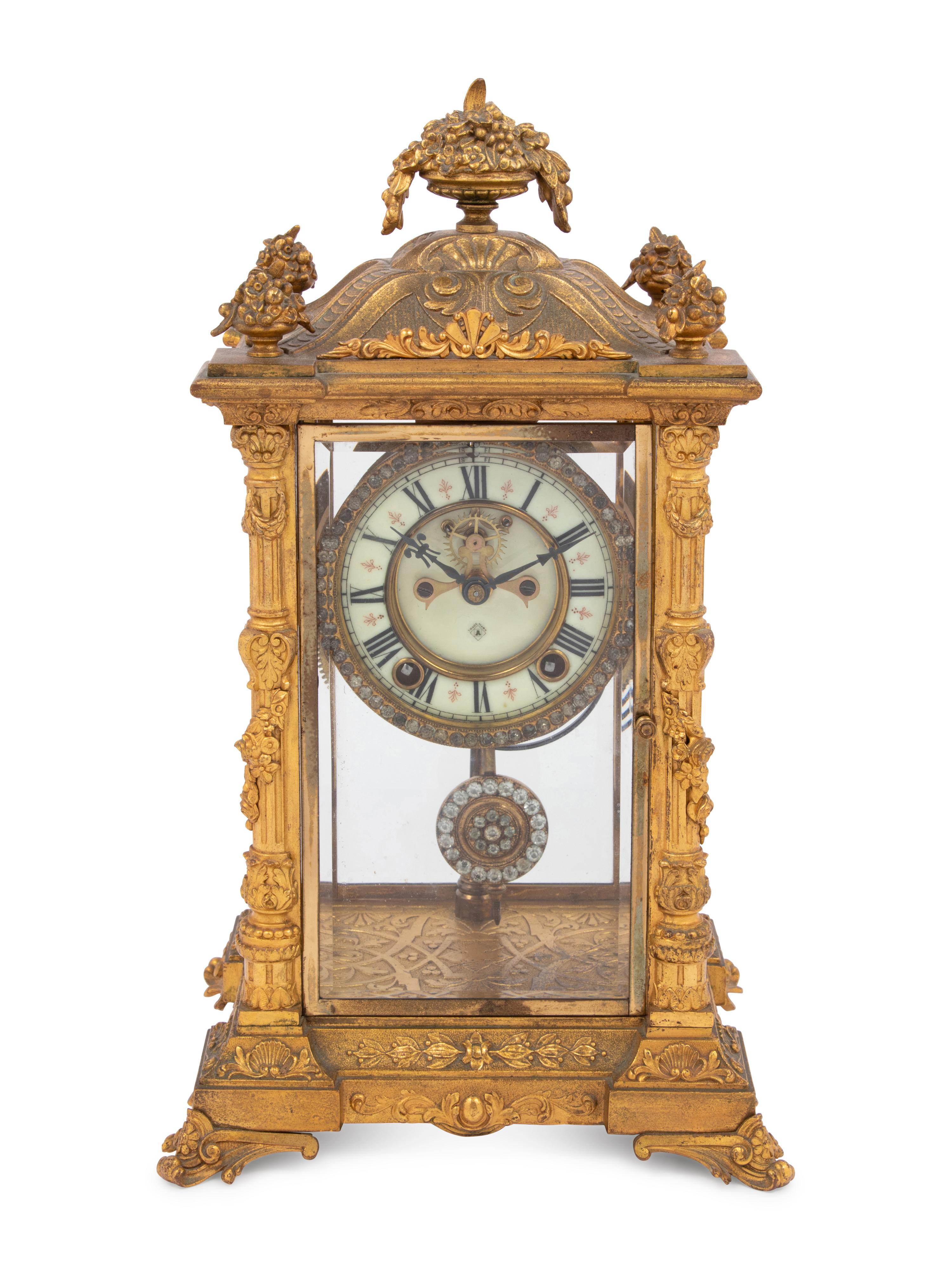 An Ansonia Gilt Bronze Mantel Clock