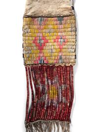 Sioux Quilled Hide Tobacco Bag, with American Flags