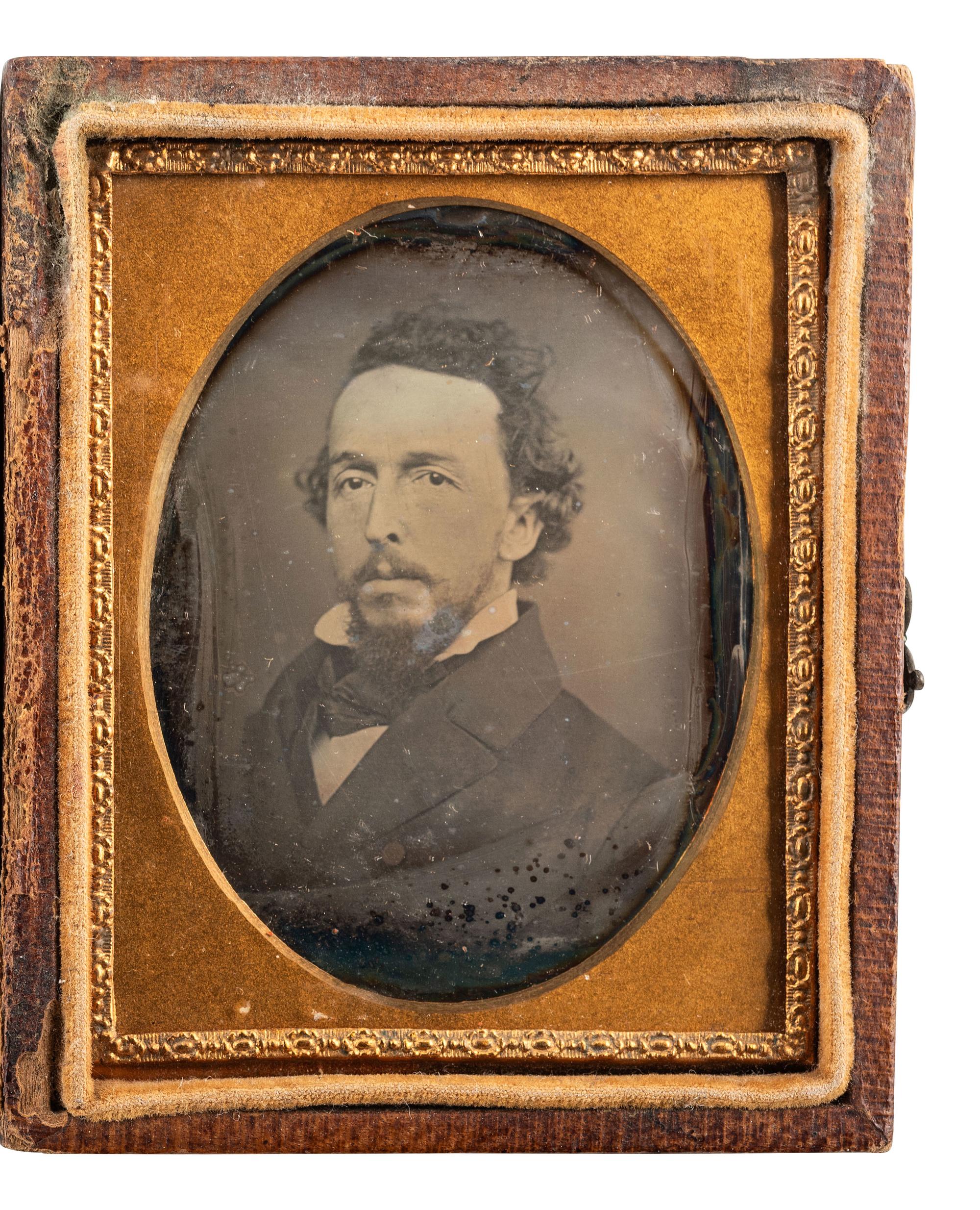 [EARLY PHOTOGRAPHY]. Ninth plate daguerreotype of Bayard Taylor (1825-1878), American poet, literary critic, author, and diplomat.