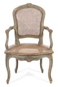 A Louis XV Carved and Painted Fauteuil Height 36 inches. — 18TH CENTURY
