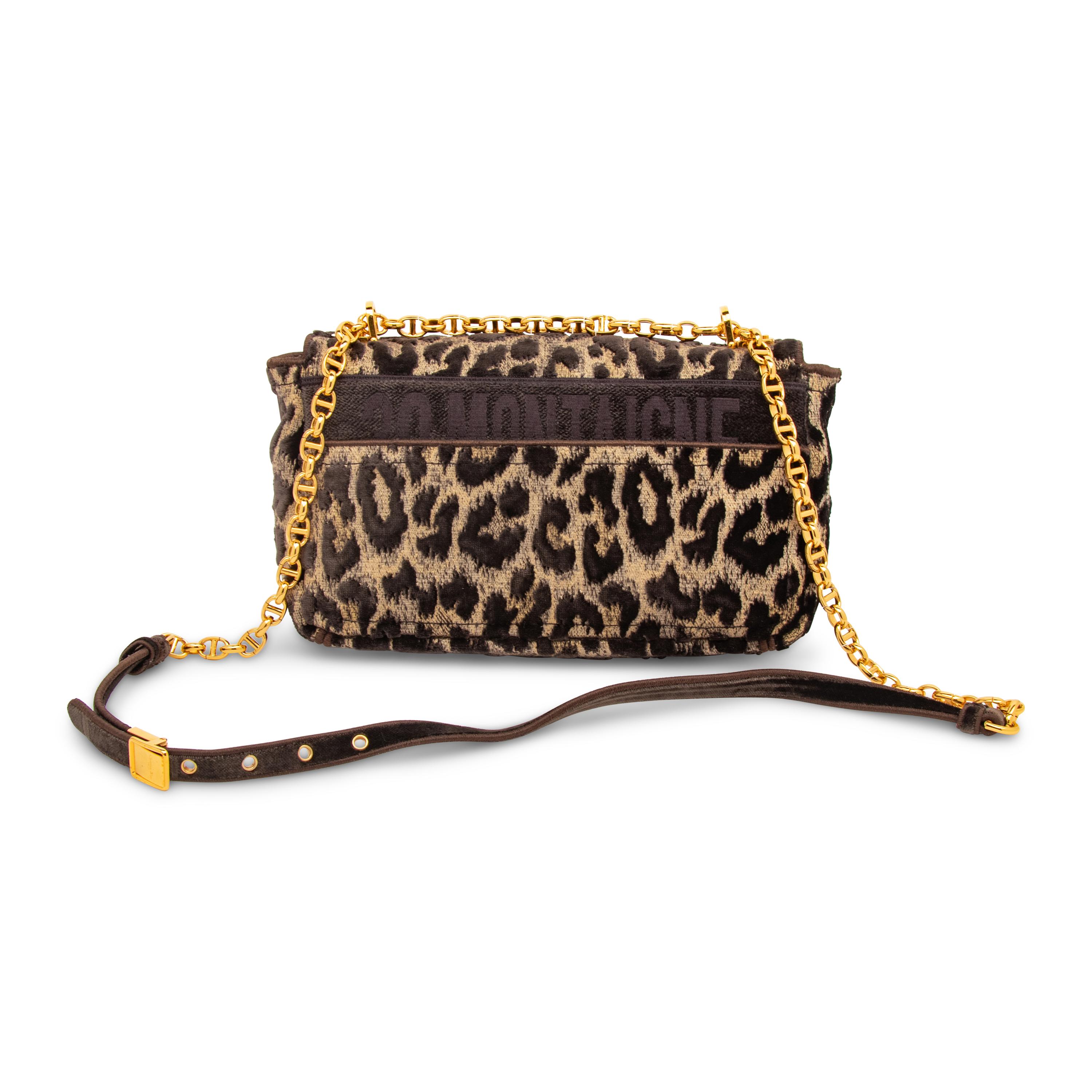 CHRISTIAN DIOR, CARO BAG IN VELVET LEOPARD JACQUARD