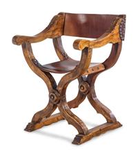 An Italian Walnut Savonarola Chair