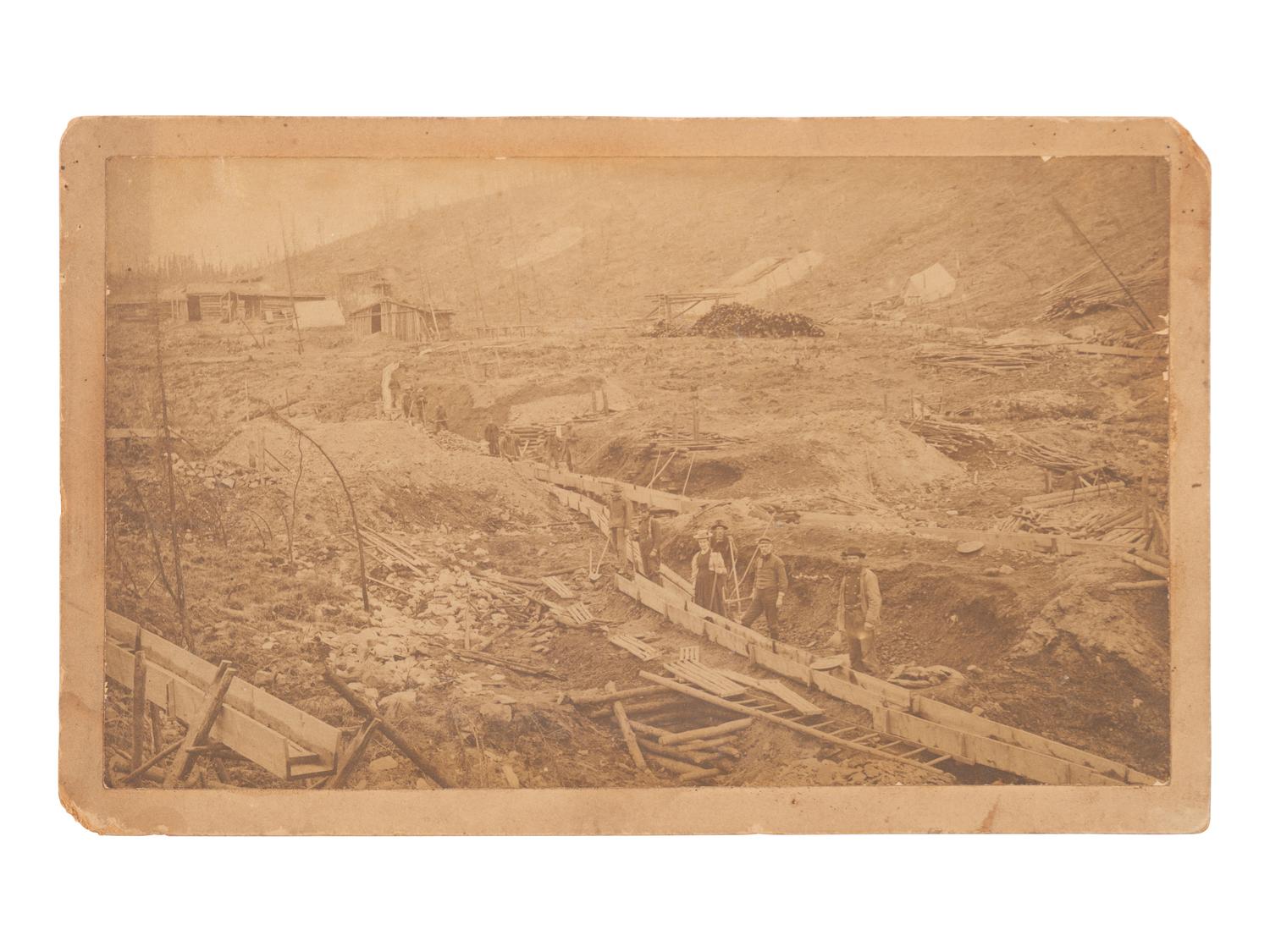 [WESTERN AMERICANA - MINING]. A group of 3 photographs of gold miners at work.