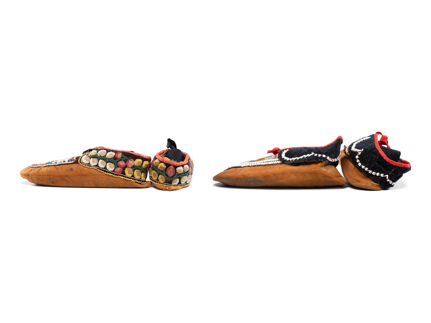 Collection of Great Lakes Beaded Hide Moccasins