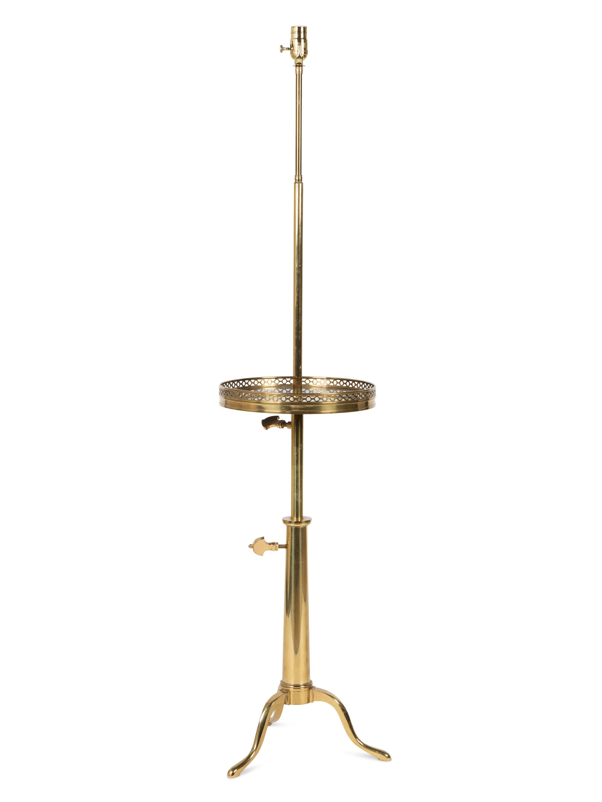 A Directoire Style Brass Floor Lamp Table