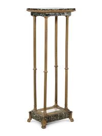 A Neoclassical Style Gilt Metal and Marble Jardinière Stand