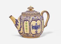A Spode Caneware Enamel Decorated Teapot, UK, circa 1790-1800