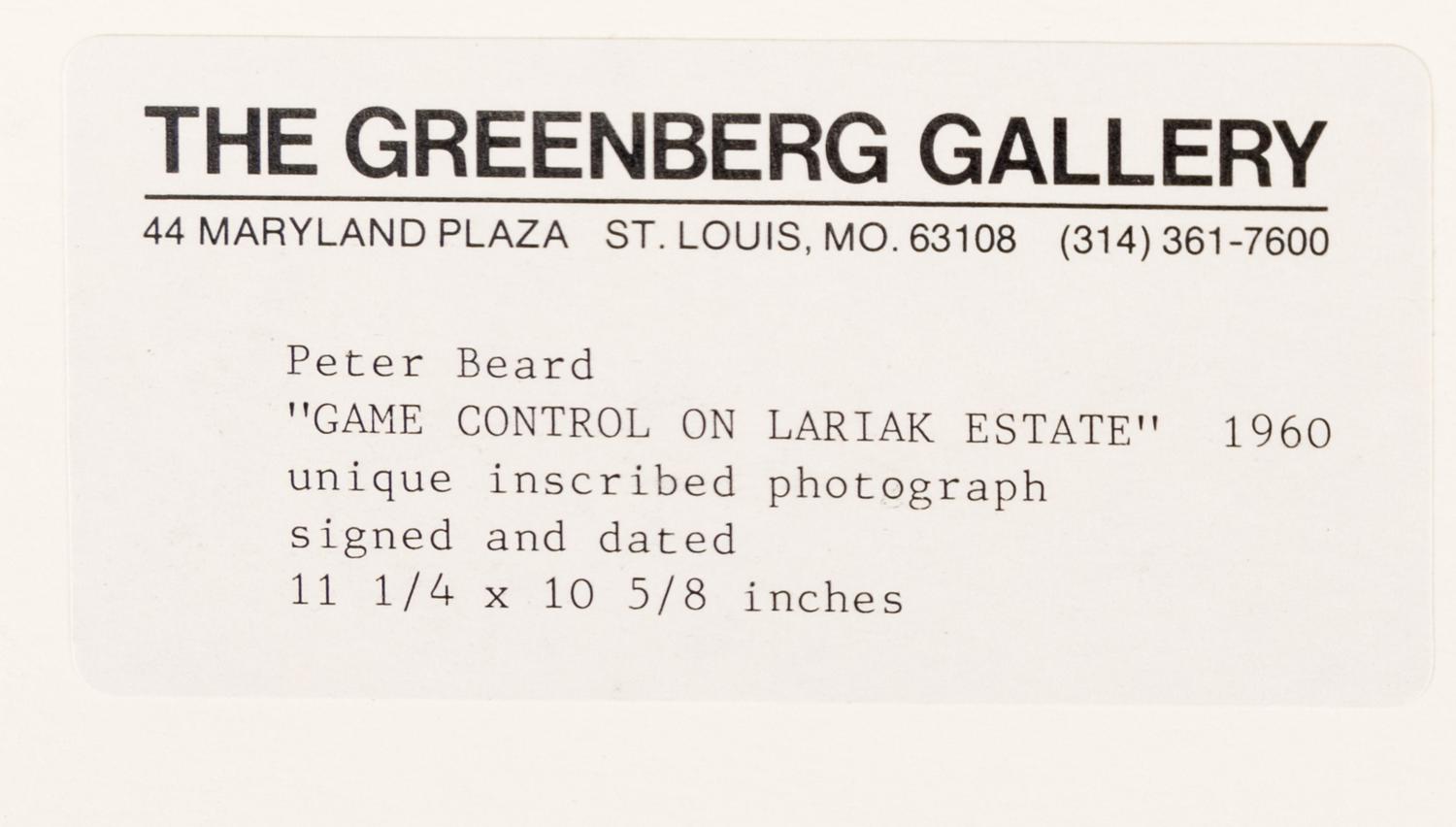 Game Control on Lariak Estate for Gilbert Coleville (from The End of the Game ), 1960