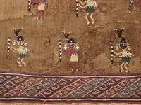 A Huari Pativilca Embroidered Breechcloth Section with Staff-Bearing Warriors