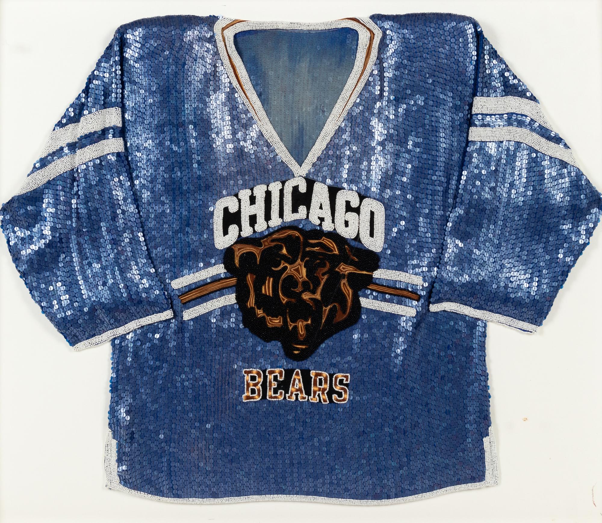 A Sequined Chicago Bears Jersey Presentation Formerly Displayed at Mike Ditka’s Restaurant