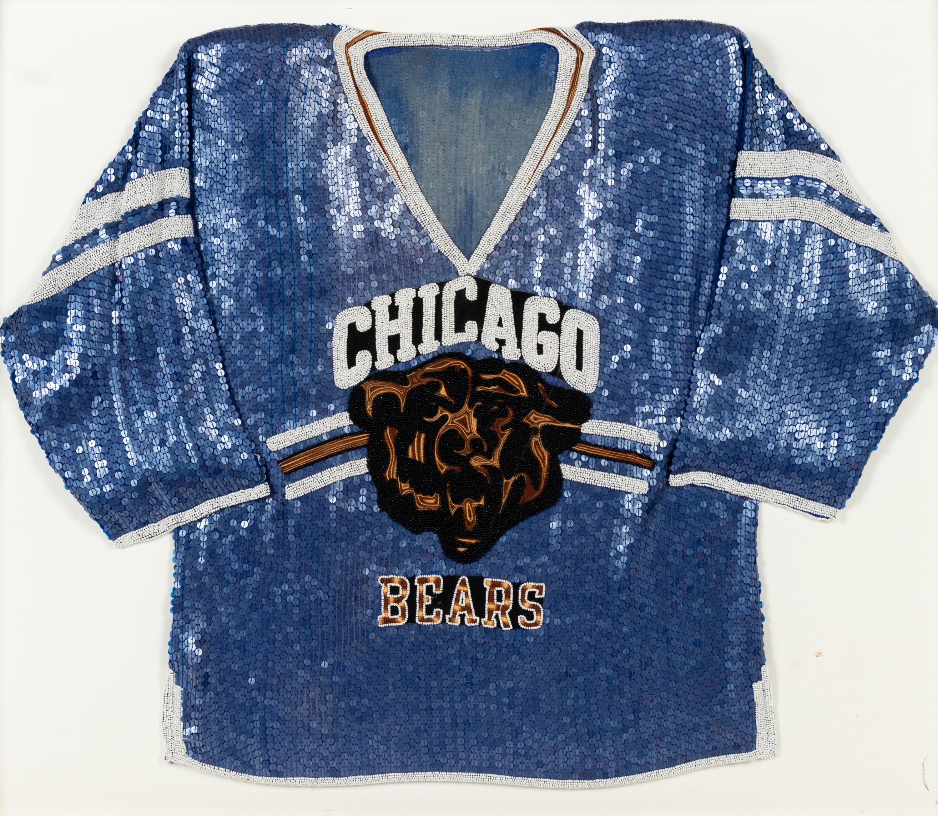 A Sequined Chicago Bears Jersey Presentation Formerly Displayed at Mike Ditka’s Restaurant