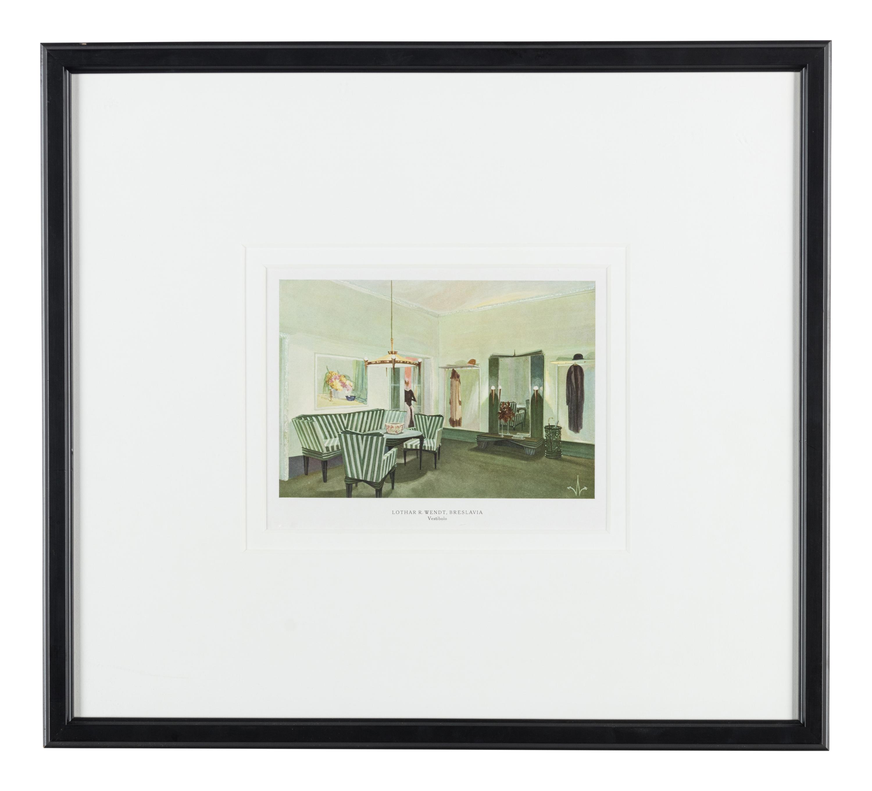 Eight Lithographs Depicting Interiors — 20TH CENTURY