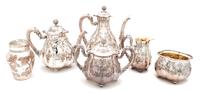 An American Silver-Plate Tea and Coffee Service Height of coffee pot 10 inches. — Gorham Mfg. Co., Providence, RI