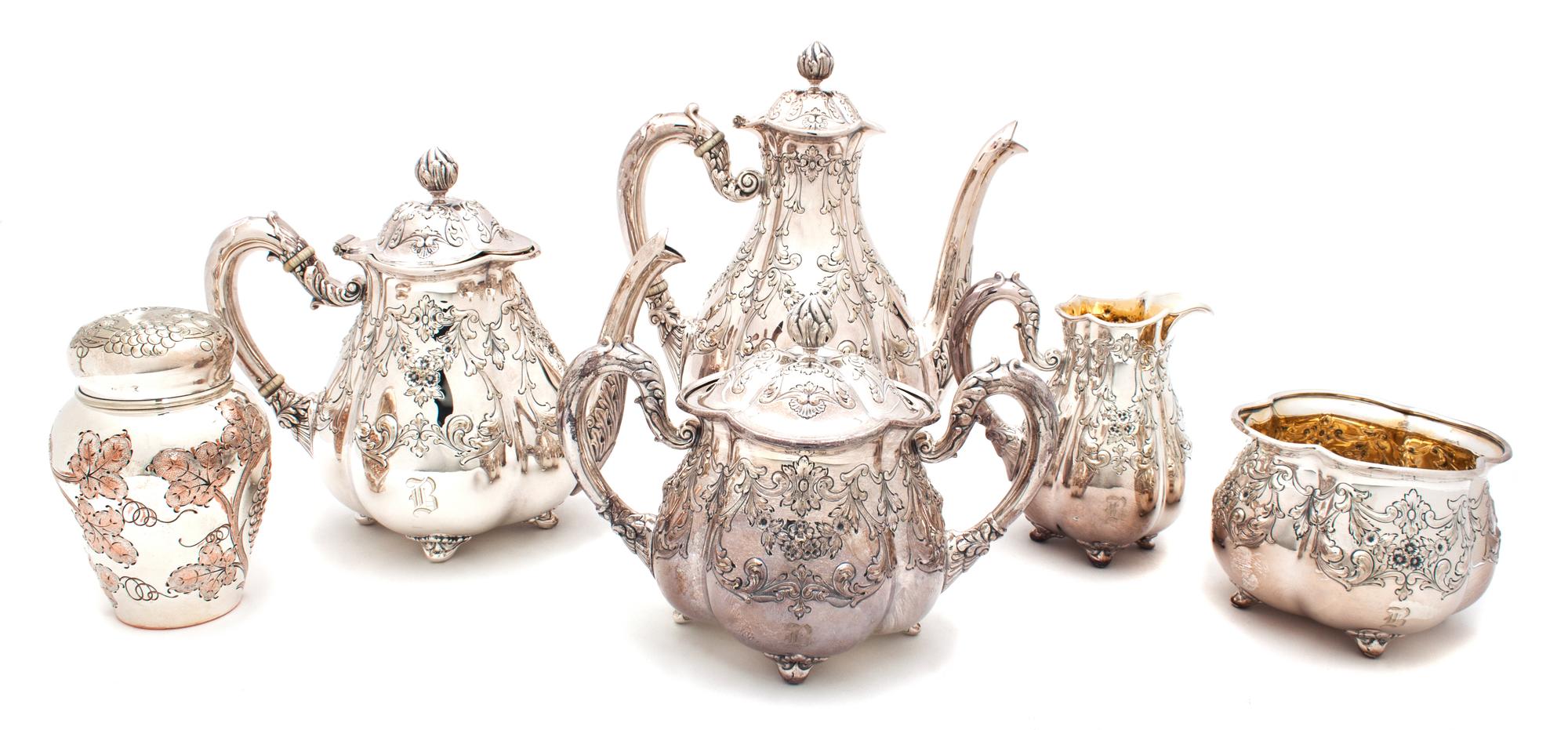 An American Silver-Plate Tea and Coffee Service Height of coffee pot 10 inches. — Gorham Mfg. Co., Providence, RI