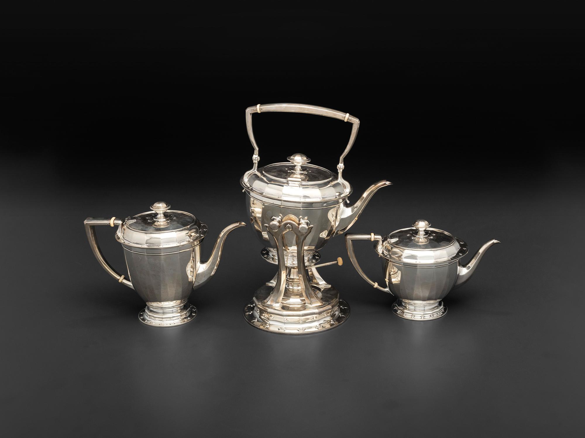 An American Silver Seven Piece Tea and Coffee Service with Matching Tray
