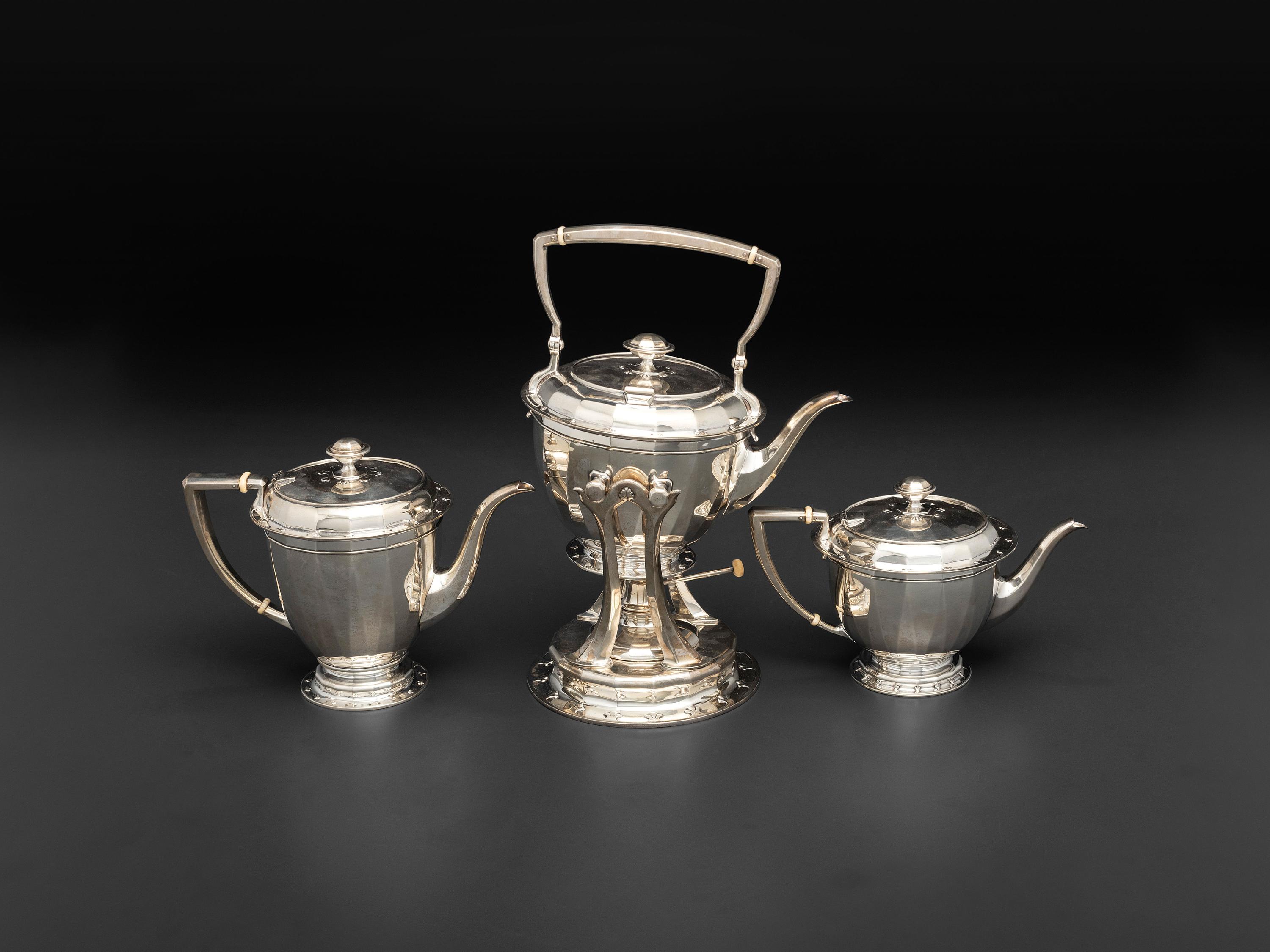 An American Silver Seven Piece Tea and Coffee Service with Matching Tray