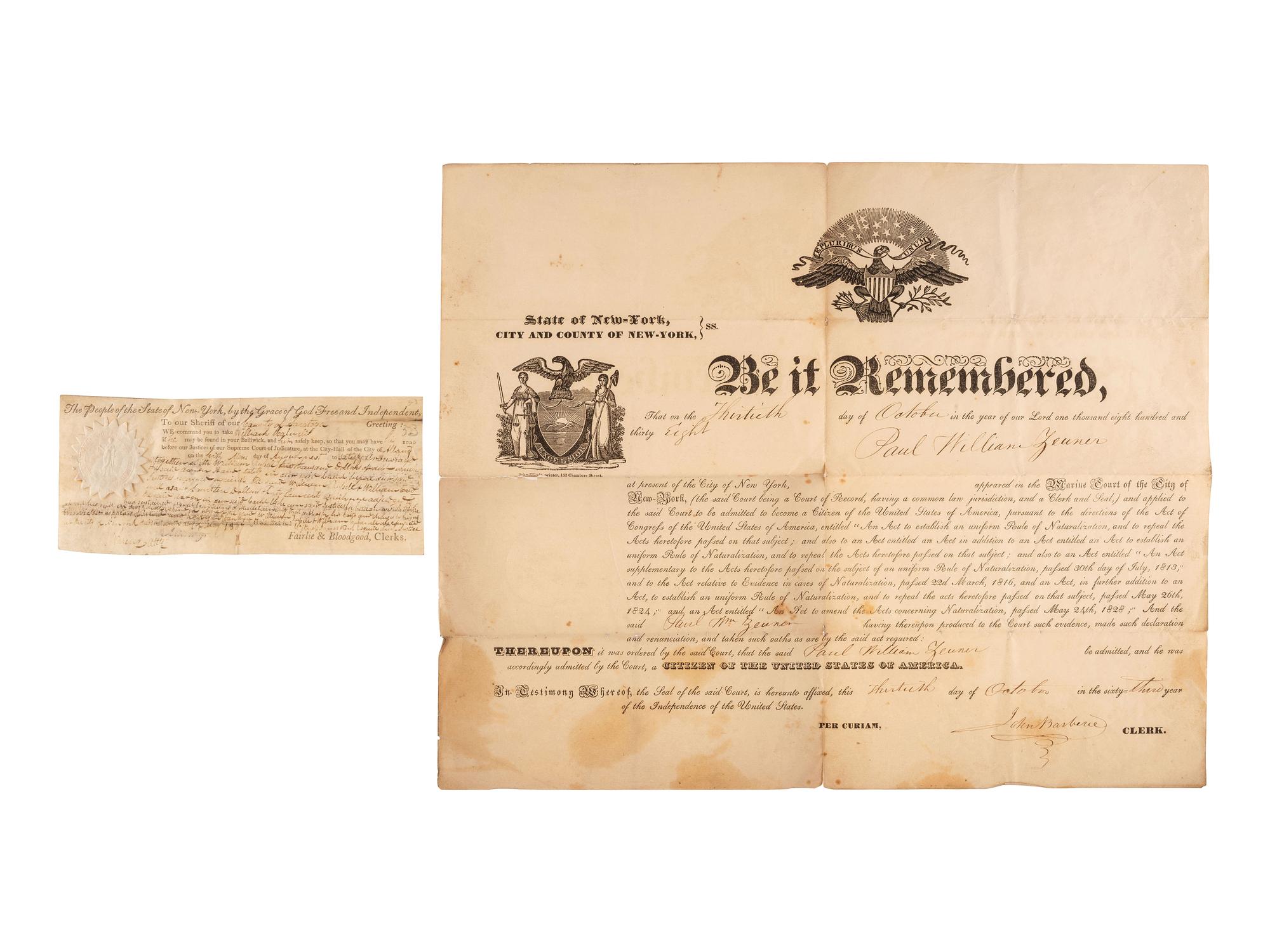 [NEW YORK]. Ephemera related to the state of New York highlighted by a rare copy of an 1871 New York Times investigative report on Boss William M. Tweed and the Tammany Democrats.