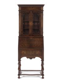 A William and Mary Style Walnut Secretary Bookcase