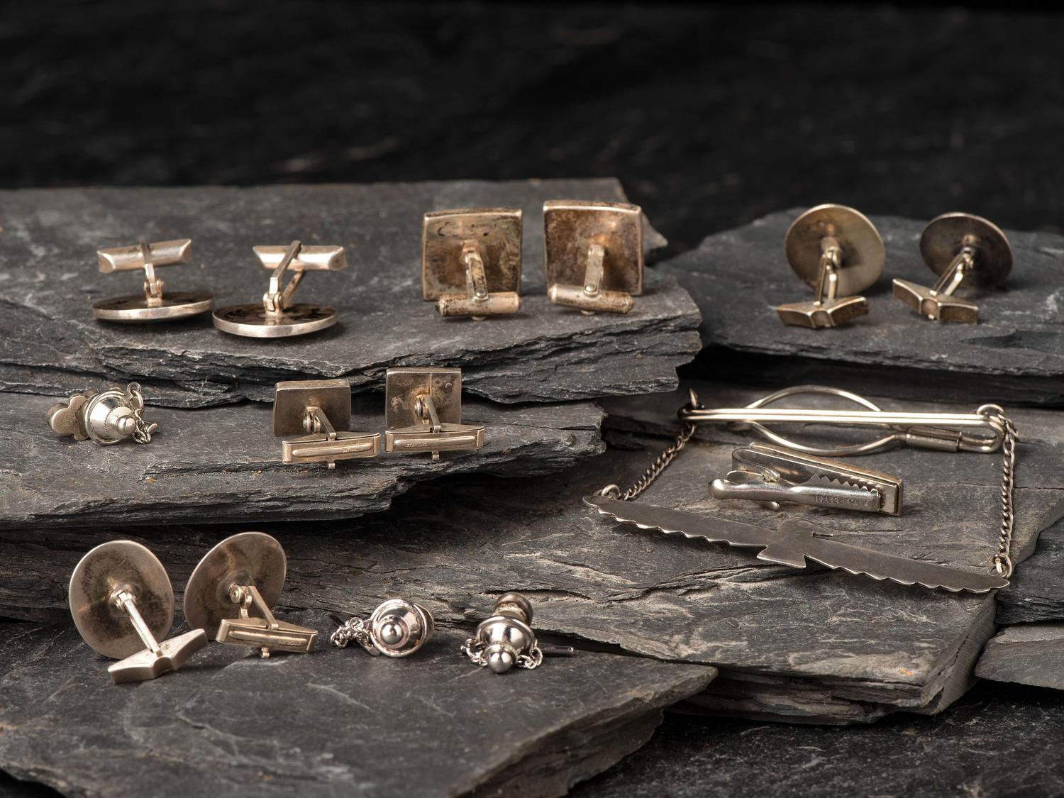 Navajo and Zuni Silver and Turquoise Men's Wear Jewelry