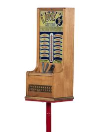 An Exhibit Supply Co. 1 Cent Love Meter on Stand