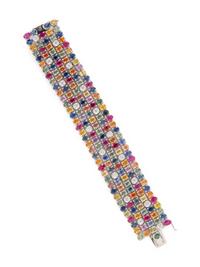 LA CAMPANINA, FLEXIBLE MULTIGEM AND DIAMOND BRACELET