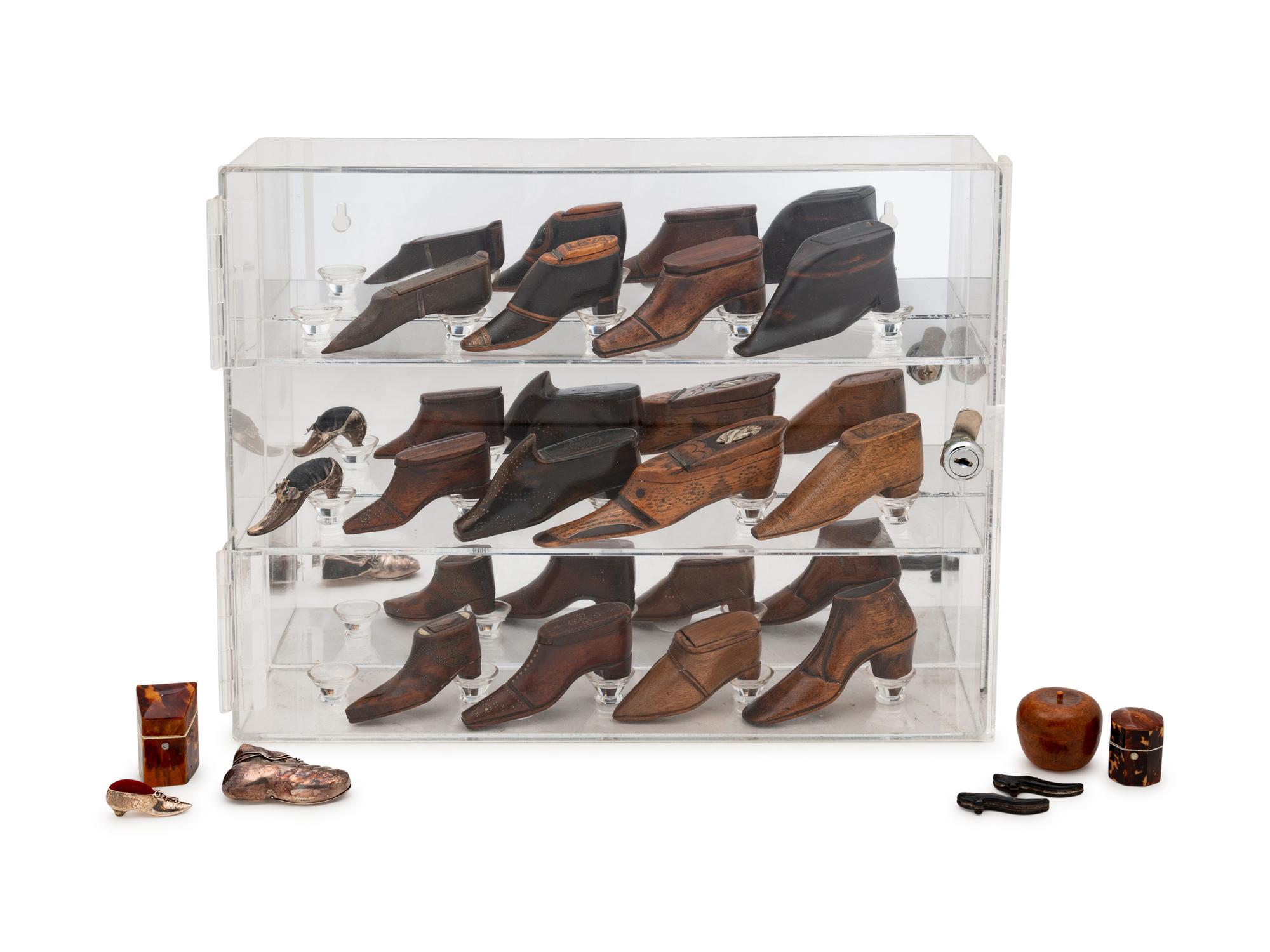 A Group of Victorian Shoe Form Snuff Boxes