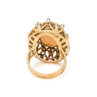 OPAL, DIAMOND, AND YELLOW GOLD RING