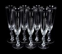 A Set of Eight Igor Carl Fabergé Kissing Doves Champagne Flutes