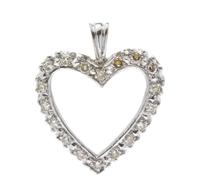 A White Gold and Diamond Heart Pendant Necklace, 1.40 dwts.