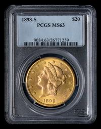 A United States 1898-S Liberty Head $20 Gold Coin