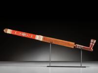 Northern Plains Quilled Pipe Stem, with Inlaid Catlinite Bowl