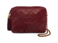 Chanel Red Leather Quilted Handbag, 1980-90s