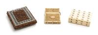 A Collection of Three Ivory or Ivory Inset Boxes, Height of tallest 4 1/4 inches.