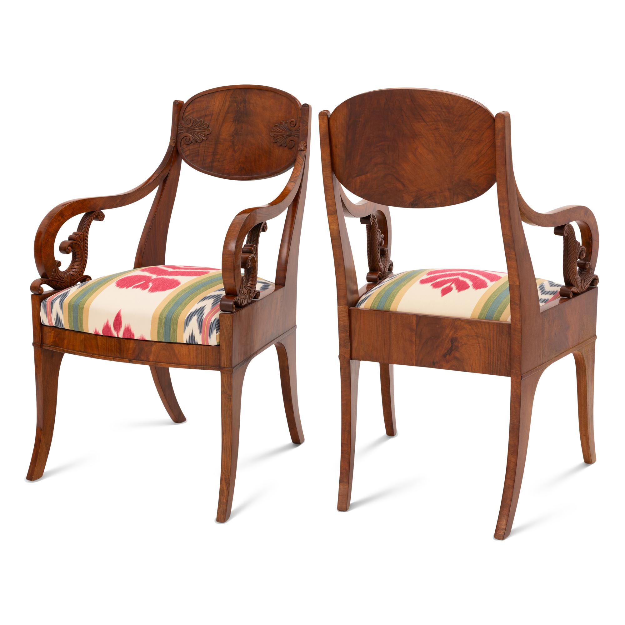 A Pair of Russian or Baltic Neoclassical Mahogany Armchairs