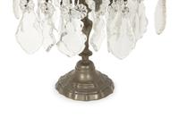 A Pair of French Bronze and Glass Five-Light Girandoles