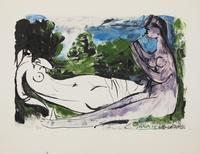 La Flute Double (incomplete portfolio of 14 prints housed in original cloth clamshell box with text by Helene Parmelin)