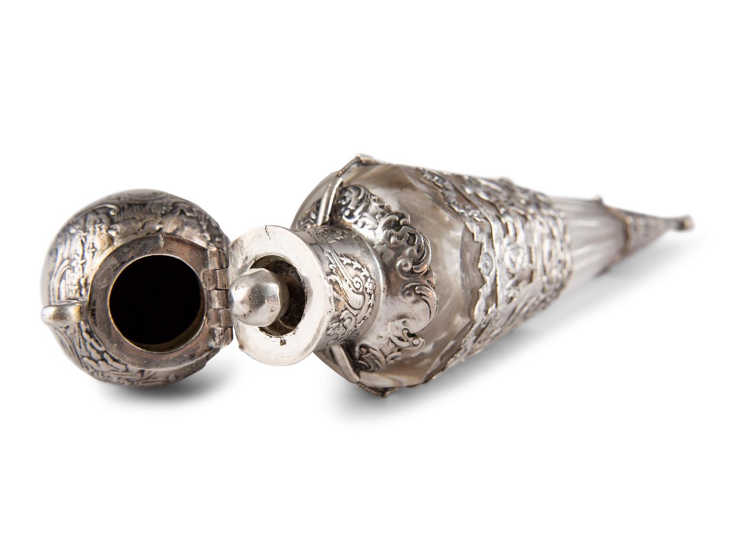 A Continental Silver Decanter, Beaker and Perfume