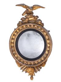 A Federal Carved Giltwood and Gesso Bulls-Eye Looking Glass